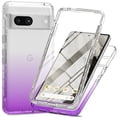 thumbnail image 1 of Allytech Gradient Clear Case for Google Pixel 7a - Built-in Screen Protector - Hard PC + Flexible TPU Hybrid Shockproof Anti-Scratch Full Body Protection No Yellowing Ultra Slim Case - Purple, 1 of 5