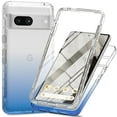 thumbnail image 1 of Allytech Gradient Clear Case for Google Pixel 7a - Built-in Screen Protector - Hard PC + Flexible TPU Hybrid Shockproof Anti-Scratch Full Body Protection No Yellowing Ultra Slim Case - Blue, 1 of 5