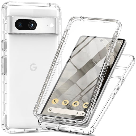Allytech Gradient Clear Case for Google Pixel 8 - Built-in Screen Protector - Hard PC + Flexible TPU Hybrid Shockproof Anti-Scratch Full Body Protection No Yellowing Ultra Slim Case - Clear