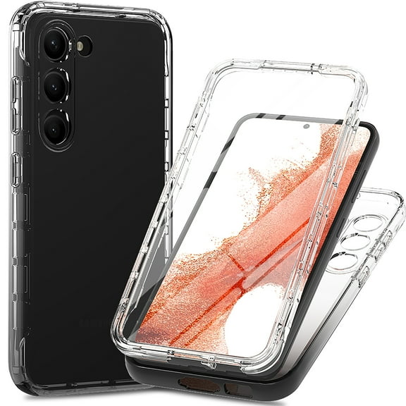 Allytech Gradient Clear Case for Samsung Galaxy S23 - Built-in Screen Protector - Hard PC + Flexible TPU Hybrid Shockproof Anti-Scratch Full Body Protection No Yellowing Ultra Slim Case - Black