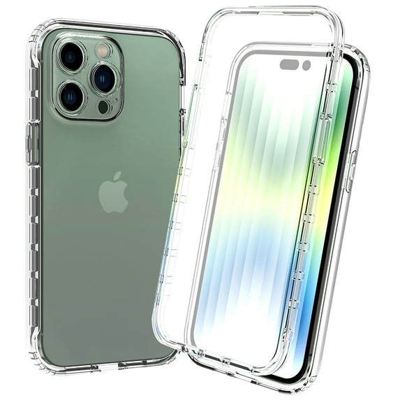 Allytech Gradient Clear Case for iPhone 15 Pro - Built-in Screen Protector - Hard PC + Flexible TPU Hybrid Shockproof Anti-Scratch Full Body Protection No Yellowing Ultra Slim Case - Clear