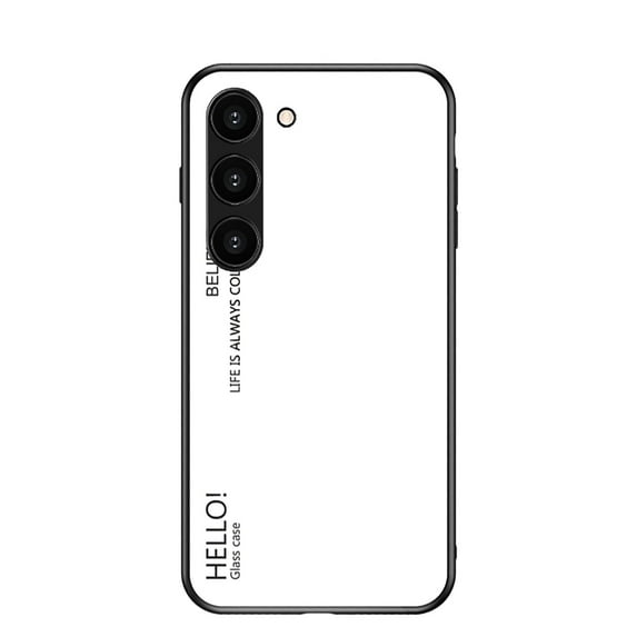 Allytech Gradient Color Case for Samsung Galaxy A05S, Slim Fit Tempered Glass Back Cover Shockproof Bumper Anti-Scratch Phone Case for Galaxy A05S - White