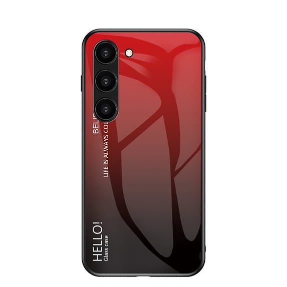 Allytech Gradient Color Case for Samsung Galaxy A24 4G, Slim Fit Tempered Glass Back Cover Shockproof Bumper Anti-Scratch Phone Case for Galaxy A24 4G - Red