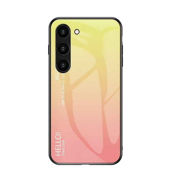 Allytech Gradient Color Case for Samsung Galaxy S24 FE, Slim Fit Tempered Glass Back Cover Shockproof Bumper Anti-Scratch Phone Case for Galaxy S24 FE - Yellow