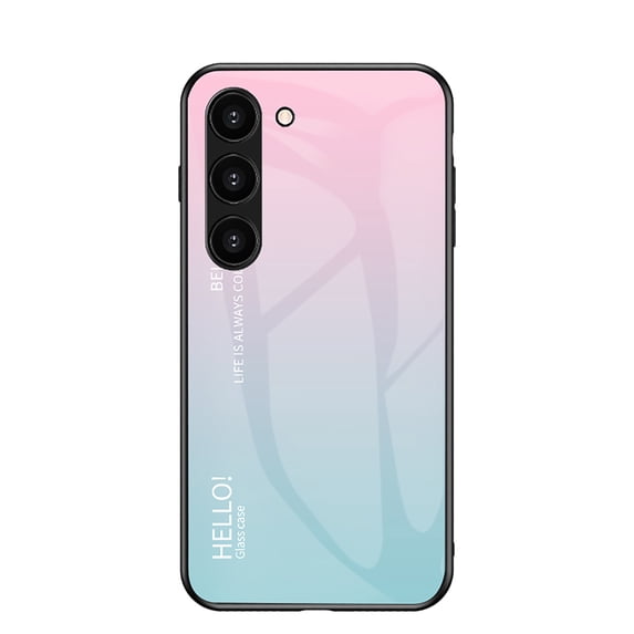 Allytech Gradient Color Case for Samsung Galaxy S24 Plus, Slim Fit Tempered Glass Back Cover Shockproof Bumper Anti-Scratch Phone Case for Galaxy S24 Plus - Pink