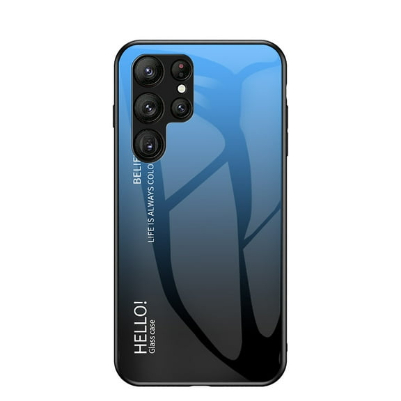 Allytech Gradient Color Case for Samsung Galaxy S25 Ultra, Slim Fit Tempered Glass Back Cover Shockproof Bumper Anti-Scratch Phone Case for Galaxy S25 Ultra - Blue