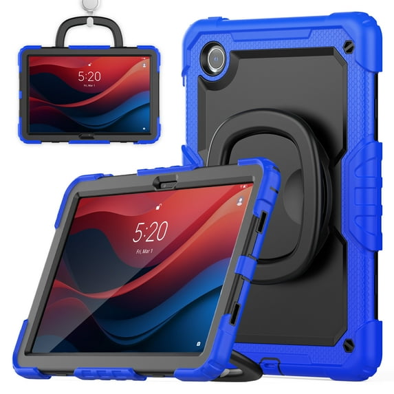 Allytechgroup Rugged Case for Lenovo Tab M11 11" 2024, Adjustable Kickstand Case with Built-in Screen Protector Shoulder Strap Anti-Drop Shockproof Full Body Protection Case, Blue