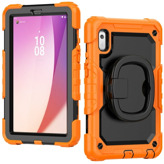 Allytech Heavy Duty Rugged Case for Lenovo Tab M9 2023, Adjustable Kickstand Case with Built-in Screen Protector, Anti-Drop Shockproof Full Body Protection Case for Lenovo Tab M9 - Orange