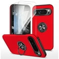 thumbnail image 1 of Allytech Hybrid Case for Google Pixel 10 /10 Pro with 360° Rotatable Ring Kickstand, 2 Pcs Screen Protector, Screen Lens Protection Shockproof Anti-Fall Magnetic Car Mount Back Case - Red, 1 of 7