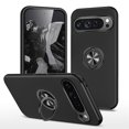 thumbnail image 1 of Allytech Hybrid Case for Google Pixel 9 Pro with 360° Rotatable Ring Kickstand, Soft TPU + Rugged PC, Screen Lens Protection Shockproof Anti-Fall Magnetic Car Mount Back Case - Black, 1 of 7