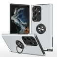 thumbnail image 1 of Allytech Hybrid Case for Samsung Galaxy S23 Ultra with 360° Rotatable Ring Kickstand, Soft TPU + Rugged PC, Screen Lens Protection Shockproof Anti-Fall Magnetic Car Mount Back Case - Silver, 1 of 8