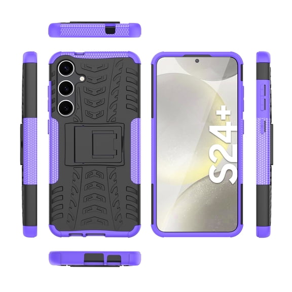 Allytech Hybrid Case for Samsung Galaxy S24 Plus with Hidden Kickstand, [Rugged PC + Soft TPU] [Full Body Protection] Anti-Fall Non-Slip Shockproof Heavy Duty Case - Purple