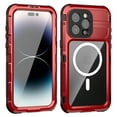 thumbnail image 1 of Allytech IP68 Waterproof Case with Screen Protector for iPhone 15 Pro Max, [Aluminum Alloy+PC+Silicone] Rugged Dustproof Shockproof Heavy Duty Protection Case Compatible with MagSafe - Red, 1 of 14