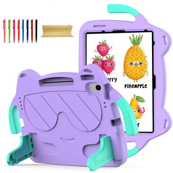 Allytech Kids Case for Apple iPad 10.2 9th 8th 7th Gen, iPad 10.2" Case 2022/2021/2020, EVA Rubber Handle Stand Shockproof Drop Protection Lightweight iPad 10.2 Case Cover for Kids - Lightpurple