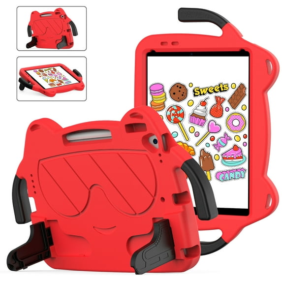 Allytech Kids Case for Apple iPad 10.2 9th 8th 7th Gen, iPad 10.2" Case 2022/2021/2020, EVA Rubber Handle Stand Shockproof Drop Protection Lightweight iPad 10.2 Case Cover for Kids - Red