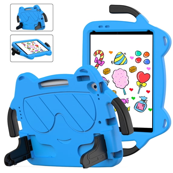 Allytech Kids Case for Apple iPad 10.2 9th 8th 7th Gen, iPad 10.2" Case 2022/2021/2020, EVA Rubber Handle Stand Shockproof Drop Protection Lightweight iPad 10.2 Case Cover for Kids - Skyblue