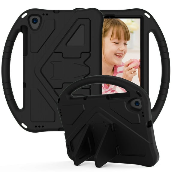 Allytech Kids Case for Lenovo Tab M10 FHD Plus 2nd Generation TB-X606F, Soft Rubber EVA Lightweight Shockproof Handle Drop Protection Kickstand Kids Friendly Kids Proof, Black