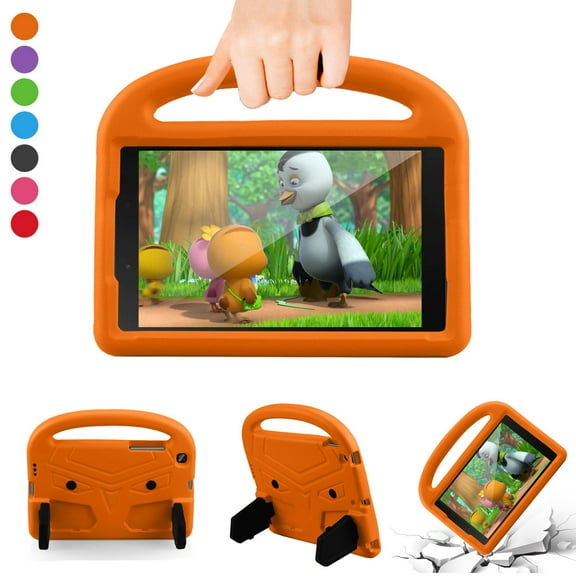 Allytech Kids Case for Samsung Galaxy Tab A 8.0 2019 SM-T290 T295 T297, Silicone EVA Handle Kickstand Heavy Duty Protection Shockproof Kids Friendly Back Cover Case for Galaxy Tab A 8.0 T290,Orange