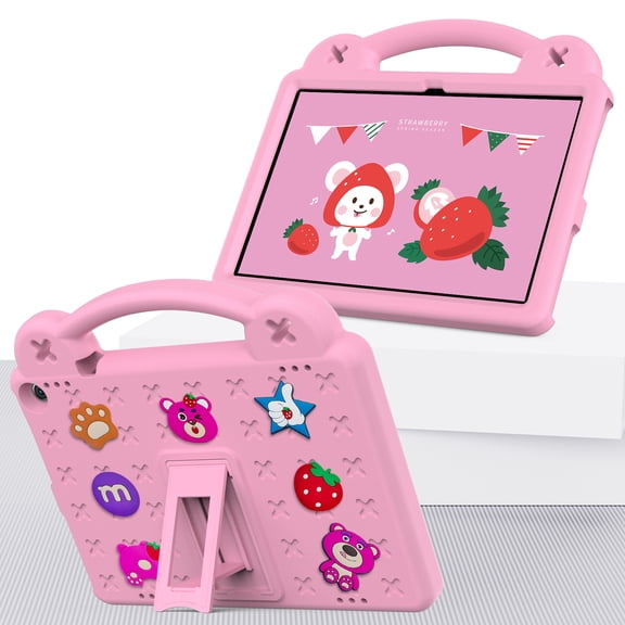 Allytech Kids Case for Walmart Onn 10.1 Inch 3rd Gen 2022 Model:100071485, EVE Rubber Sillicone Kids Toddler Friendly Shockproof Handle Stand Protective Case for Girls Boys - Pink
