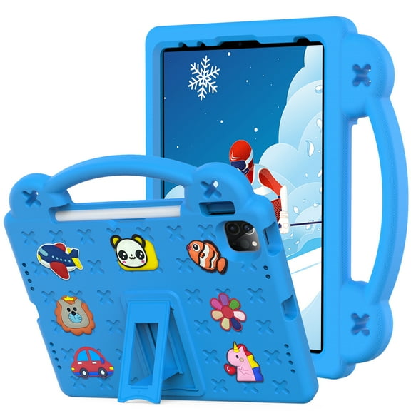 Allytech Kids Case for iPad 10th Generation 10.9" 2022(A2696 A2757 A2777), Shockproof Handle Kickstand Cartoon EVA Protective Case for iPad 10.9 inch 10th Gen 2022, Skyblue