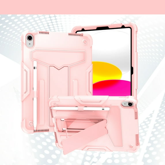 Allytech Kids Case for iPad 10th Generation 2022, Slim Heavy Duty Hybrid Shockproof Rugged Protective Cover with Built-in Stand Children Friendly Case for 10.9" iPad 10th Gen, Rosegold