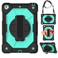 thumbnail image 1 of Allytech Kids Case for iPad 9th/8th/7th Gen 2021/2020/2019 Cover with Pencil Holder/ Shoulder Strap, 360°Rotating Kickstand Hand Strap Rugged PC + TPU Shockproof Case for iPad 10.2", Black Mint, 1 of 6