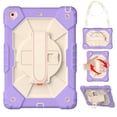 thumbnail image 1 of Allytech Kids Case for iPad 9th/8th/7th Gen 2021/2020/2019 Cover with Pencil Holder/ Shoulder Strap, 360°Rotating Kickstand Hand Strap Rugged PC + TPU Shockproof Case for iPad 10.2", Purple Beige, 1 of 6