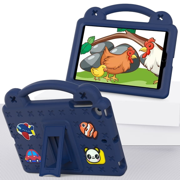 Allytech Kids Case for iPad mini 5/mini 4/mini 3/mini 2/mini 1,Shockproof Kid-Proof Cover with Handle EVA Kickstand Kids Friendly 7.9-inch Cover -Navyblue