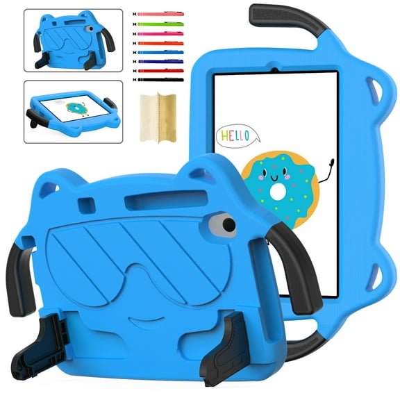 Allytech Kids Friendly Case for Lenovo Tab M8 4th Gen 8.0" TB-300XU 2023, Eva Heavy Duty Protection Shockproof Cover with Folding Kickstand & Handle, Cute Cartoon Case for Children - Blue