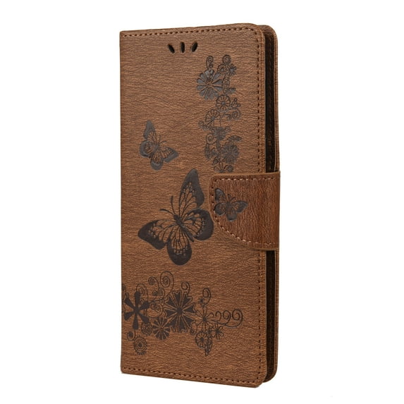 Allytech LG Velvet Case, LG Velvet 4G/5G Case, Slim Fit PU Leather Butterfly Embossed Folding Stand Folio Flip Shockproof Card Slots Wallet Case Cover for LG Velvet, Brown