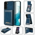 thumbnail image 1 of Allytech Leather Wallet Case for Samsung Galaxy S22 with RFID Blocking Card Slots Magnetic Button Kickstand Function Business Style Men Women Case For Samsung Galaxy S22,Blue, 1 of 7