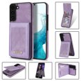 thumbnail image 1 of Allytech Leather Wallet Case for Samsung Galaxy S22 with RFID Blocking Card Slots Magnetic Button Kickstand Function Business Style Men Women Case For Samsung Galaxy S22,Purple, 1 of 7