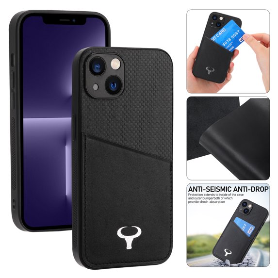 Allytech Leather Wallet Case for iPhone 13 Pro with Card Slot Anti-Fingerprint Scratch Resistant Shockproof Case Support Wireless Charging For iPhone 13 Pro,Black