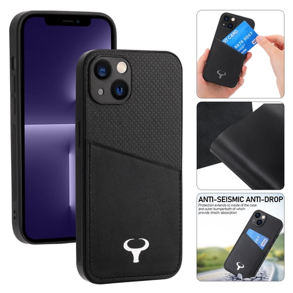 Allytech Leather Wallet Case for iPhone 13 Pro with Card Slot Anti-Fingerprint Scratch Resistant Shockproof Case Support Wireless Charging For iPhone 13 Pro,Black