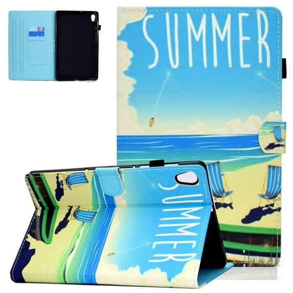 Allytech Lenovo Tab M10 HD 10.1 Case 2nd Gen TB-X306X TB-X306F, PU Leather Slim Fit Auto Sleep Wake Protection Folio Flip Kickstand Case Cover for Lenovo Tab M10 HD 2nd Gen 2020 Released, Beach