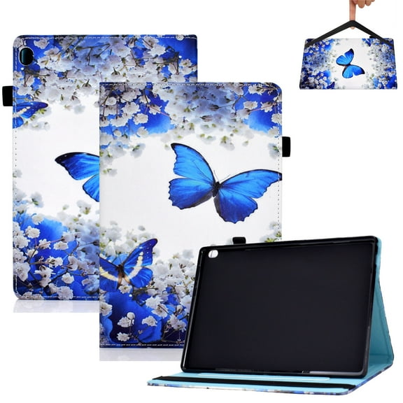 Allytech for Lenovo Tab M10 HD 2019(TB-X505F)/M10 10.1" 2018(TB-X605F) Case, Stand Folio PU Leather Protective Card Pocket/Pen Slot Case with Auto Sleep Wake for TB-X605F/X505F, Blue Butterfly