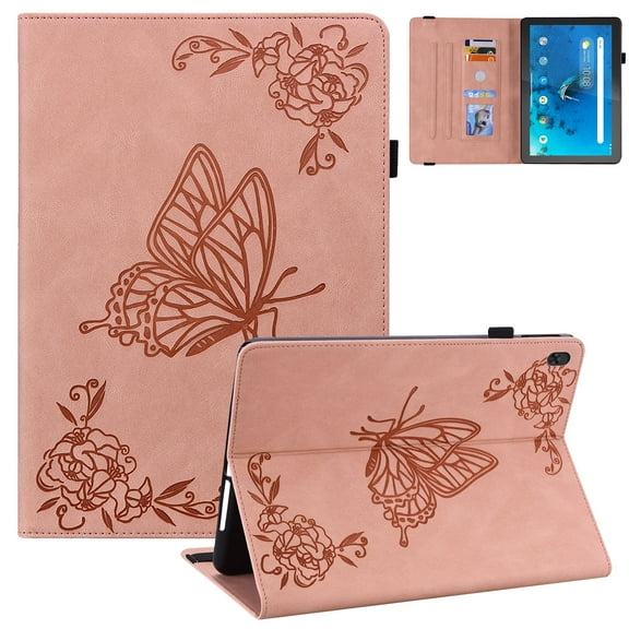 Allytech Lenovo Tab M10 HD Case 10.1" Tablet Model TB-X505F, Slim Fit PU Leather Butterfly Embossed Shockproof Drop Protection Kickstand TPU Case Cover for Lenovo Tab M10 HD TB-X505F, Pink