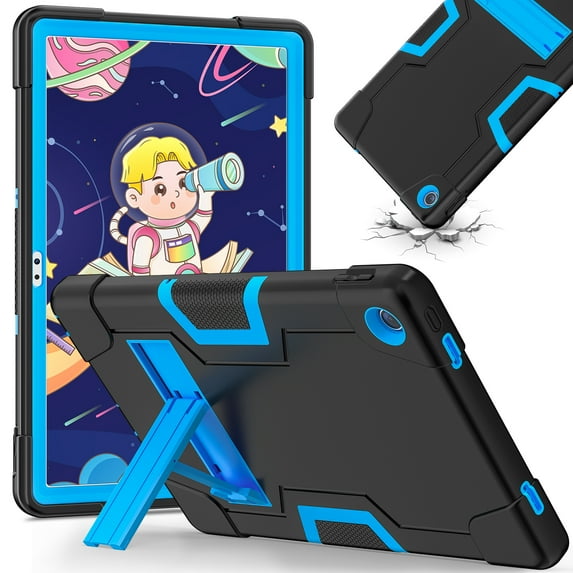 Allytech Lenovo Tab M10 Plus 3rd Gen Case 10.6" 2022 Released - Rugged Protective Shockproof Dual Layers Hybrid TPU Rubber PC Kickstand Kids Friendly Case Cover - Black+Blue