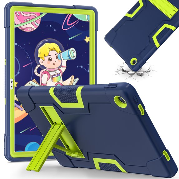 Allytech Lenovo Tab M10 Plus 3rd Gen Case 10.6" 2022 Released - Rugged Protective Shockproof Dual Layers Hybrid TPU Rubber PC Kickstand Kids Friendly Case Cover - Navy+Green