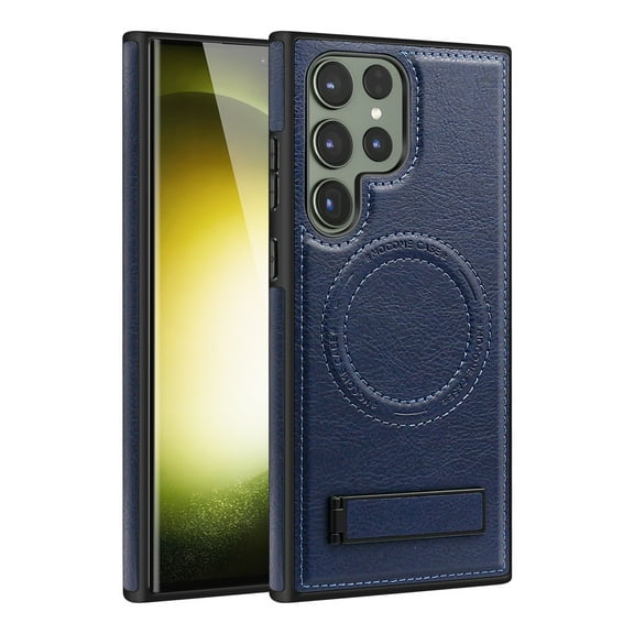 Allytech Luxury Case for Samsung Galaxy S23 with Hidden Kickstand, [Compatible with MagSafe], Premium PU Leather + Soft TPU Inner Shockproof Anti-Fall Protective Slim Fashion Case - Blue