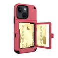 thumbnail image 1 of Allytech Luxury Case for iPhone 14 with Flip Card Slots Mirror Case Hard PC Soft Rubber Bumper Kickstand Function Full Body Protection Wallet Case For iPhone 14,Red, 1 of 6