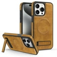 thumbnail image 1 of Allytech Luxury Case for iPhone 15 Pro Max with Hidden Kickstand, [Compatible with MagSafe], Premium PU Leather + Soft TPU Inner Shockproof Anti-Fall Protective Slim Fashion Case - Brown, 1 of 12
