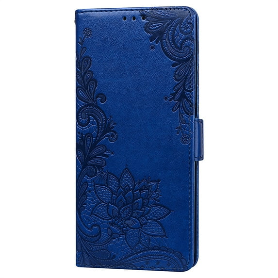 Allytech Luxury Flip Wallet Compatible with iPhone 13 Pro Max Case,Shockproof Magnetic Kickstand PU Pattern Embossed Card Slots with Wrist Strap Cover.For iPhone 13 Pro Max,Darkblue