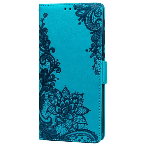 Allytech Luxury Flip Wallet Compatible with iPhone 13 Pro Max Case,Shockproof Magnetic Kickstand PU Pattern Embossed Card Slots with Wrist Strap Cover.For iPhone 13 Pro Max,Blue