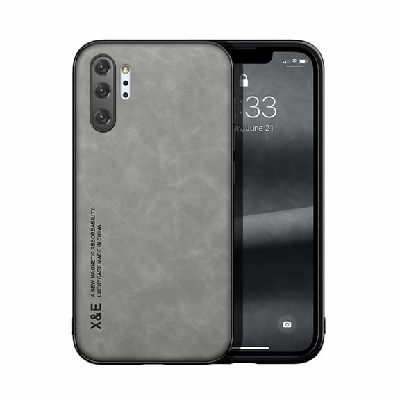 Allytech Luxury Leather Case for Samsung Galaxy Note 10+, Ultra Slim Thin Imported PU Leather Magnetic Shockproof Rugged Case For Samsung Galaxy Note 10+,Lightgray