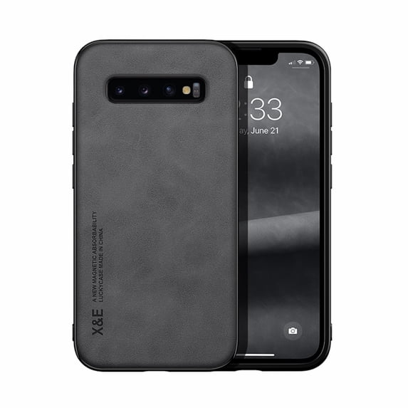 Allytech Luxury Leather Case for Samsung Galaxy S10+, Ultra Slim Thin Imported Leather Magnetic Shockproof Rugged Case For Samsung Galaxy S10+,Darkgray