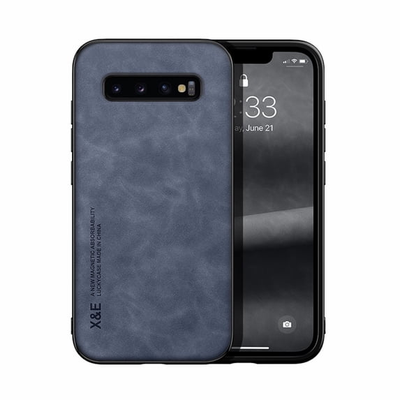 Allytech Luxury Leather Case for Samsung Galaxy S10+, Ultra Slim Thin Imported Leather Magnetic Shockproof Rugged Case For Samsung Galaxy S10+,Blue