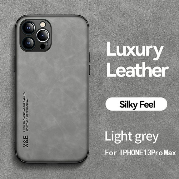 Allytech Luxury Leather iPhone 12 case, Luxurious Leather Cover Case Protective Ultra Thin Anti-Slip Simple Shell Cover for iPhone 11 6.1 inch,Lightgray