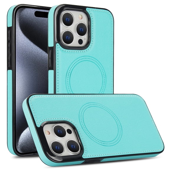 Allytech Luxury PU Leather Case for iPhone 13 Pro Max, Strong Magnet Compatible with MagSafe, Slim & Lightweight, Soft TPU Bumper Shockproof Anti-Fingerprint Cover Support Wireless Charging, Green