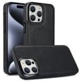 thumbnail image 1 of Allytech Luxury PU Leather Case for iPhone 14 Pro, Strong Magnet Compatible with MagSafe, Slim & Lightweight, Soft TPU Bumper Shockproof Anti-Fingerprint Cover Support Wireless Charging, Black, 1 of 7